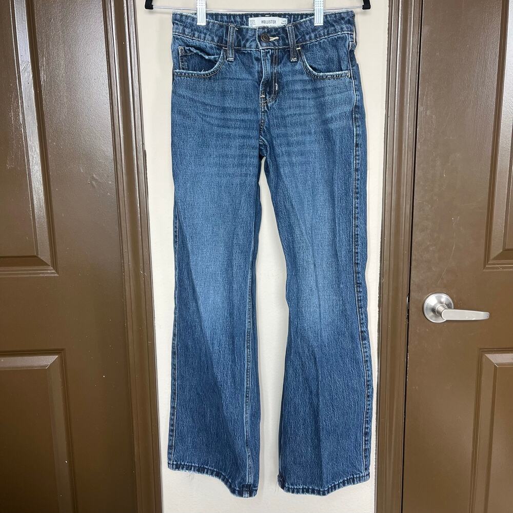 Hollister W23 000R Low Rise Baggy Jeans Medium Wash 100% Cotton Y2K Retro